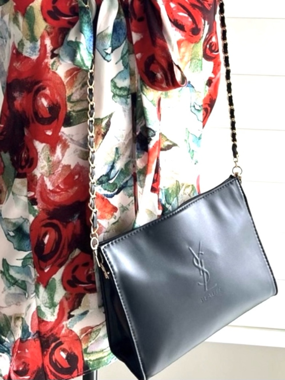 Yves Saint Laurent Black Shoulder clutch Bag with woven unbranded chain strap - Picture 2 of 12